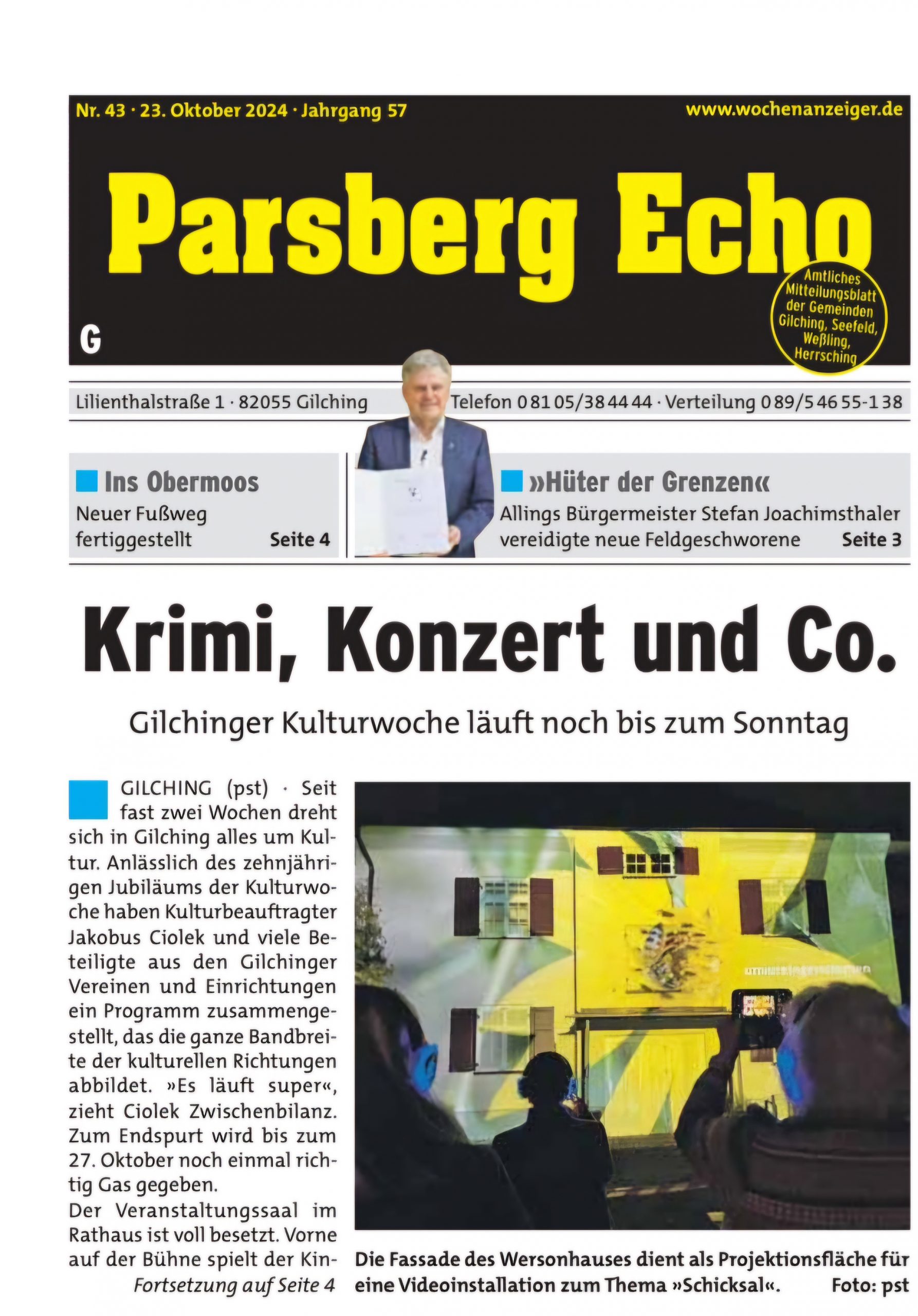 Parsberg Echo, Nr. 43, 23.10.2024, Jahrgang 57, Titel